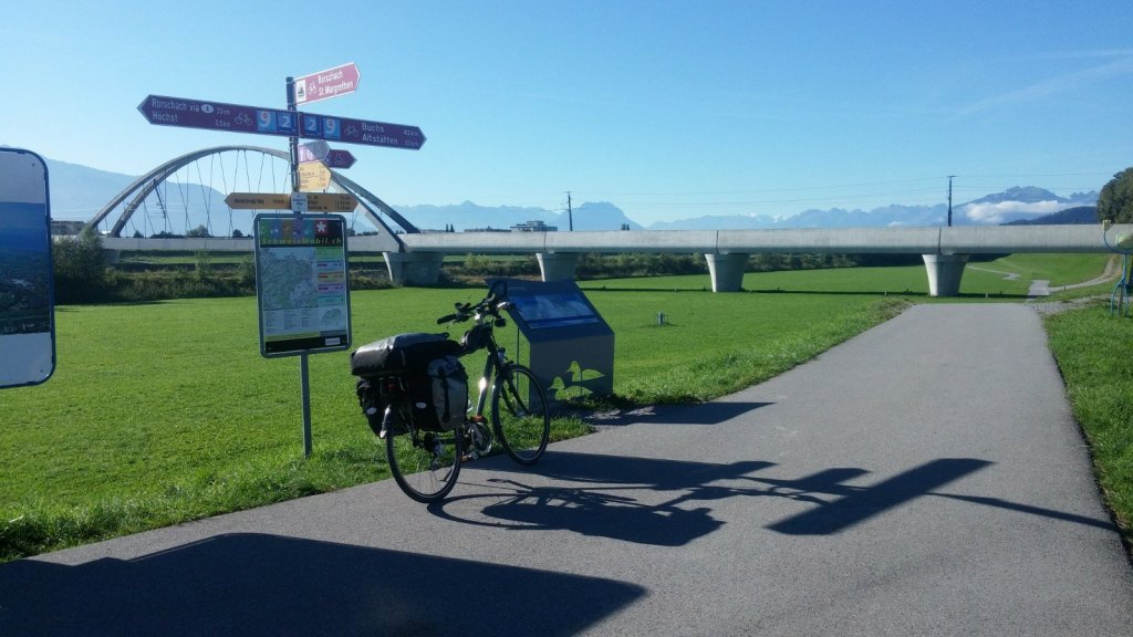 fiets met aanwijsbord zwitserse routes