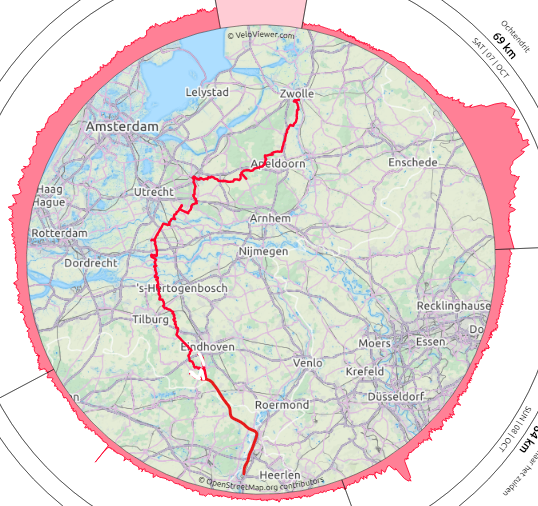 VeloViewer-profiel van Zwolle naar Maastricht