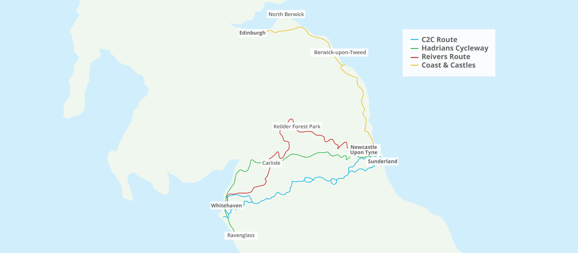 overzichtskaart routes in noord engeland
