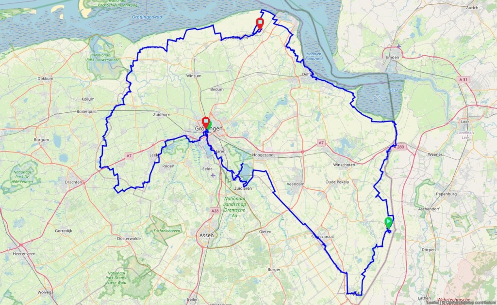 routekaart van Rondje Groningen
