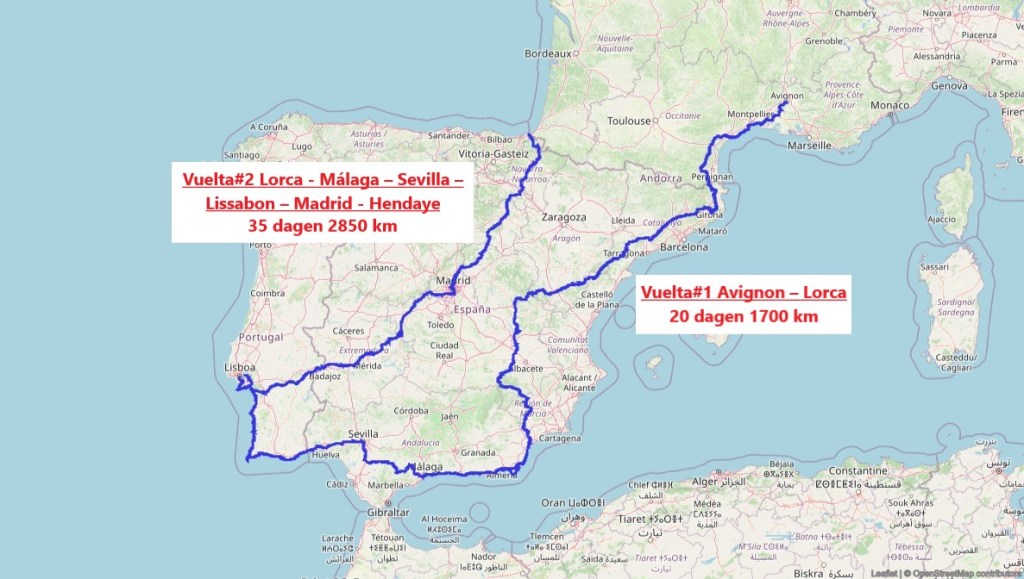 routekaart Iberische schiereiland