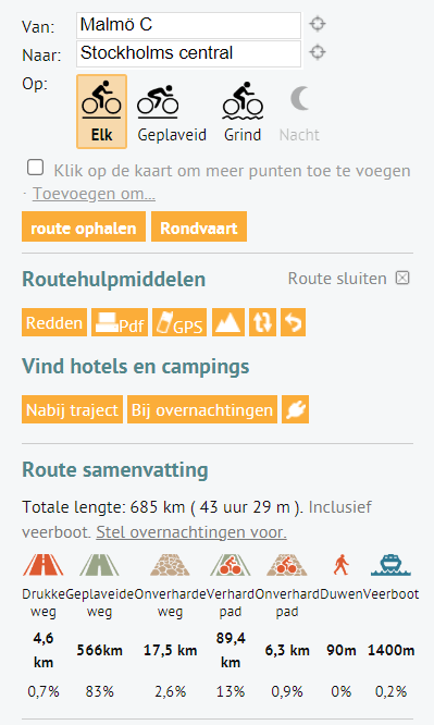 routesamenvatting Triangel Sverige 1 Malmö - Stockholm