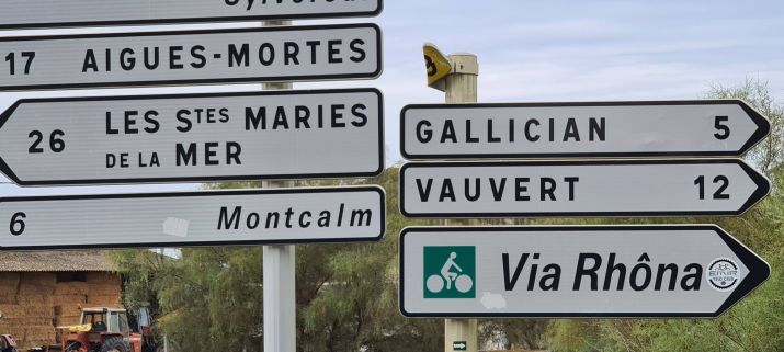 fietsbord Via Rhôna in Frankrijk