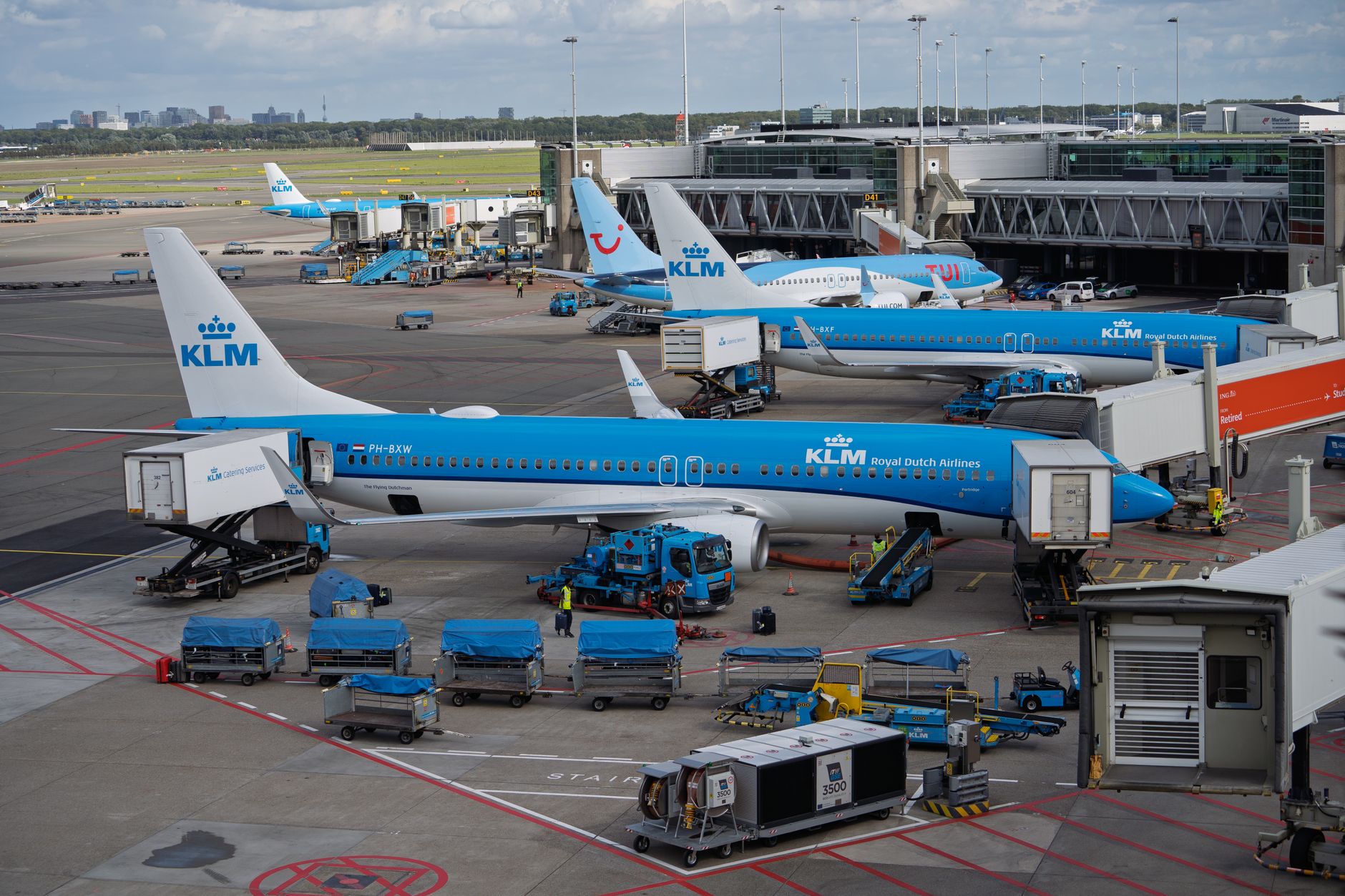 klm aircraft parked at amsterdam airport schiphol